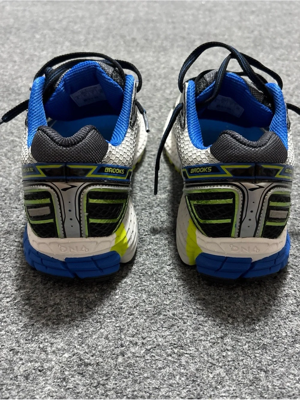 Brooks Silver Blue Black Neon Yellow Athletic Running Shoes